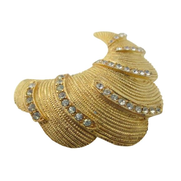 Crescent Moon Rhinestone Brooch Pin - Vintage 60s Celestial  Jewelry - Gift Box - Picture 3 of 7